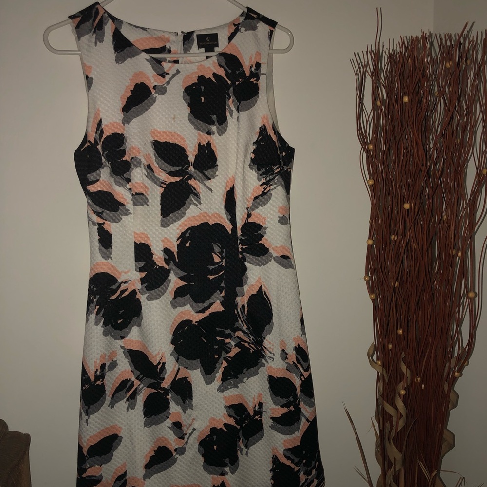 Worthington White peach and black dress